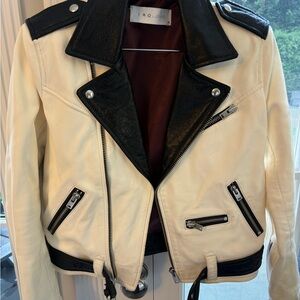 IRO Jeans Black and Cream Leather Jacket